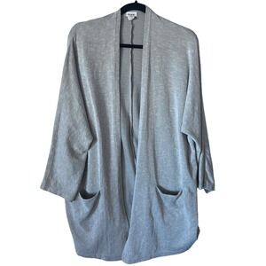 DONNI. Knit Duster Cardigan Open Front Pockets Striped OSFA One Size